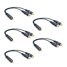 RCA Splitter 1 Male 2 Female 5 Pack, RCA Y Splitter RCA Cable Audio Video Splitter Adapter Extension Cord 0.2M/0.65ft for Subwoofer Speaker