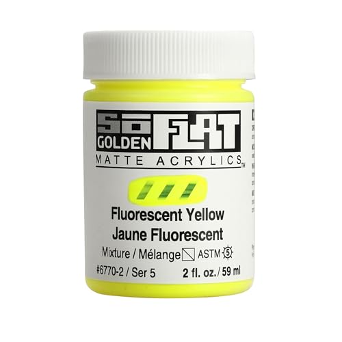 Golden SoFlat Matte Acrylic Paint, 2oz jar, Fluorescent Yellow (6770-2)