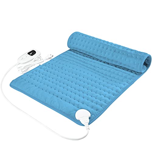 Image of Heating Pad Electric Heat Pad, Hot Heated Pad,Multiple Temp and Timer Settings,Suitable for Shoulders, Neck, arms, Abdomen, Back, Legs, etc (Blue, 24 inchX20 inch)