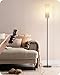 EDISHINE Floor Lamp, Standing Lamp with Rounded Linen Lampshade, Floor Lamps for Living Room, Bedroom, 165cm, E27 Socket(9W LED Dimmable Bulb Included), Magnetic Remote Control, Black