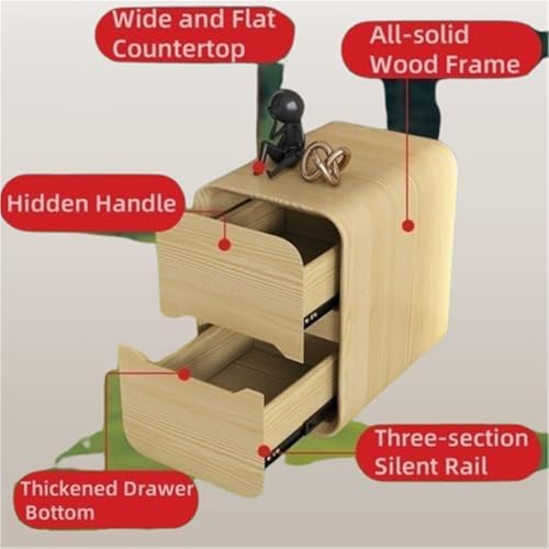 Modern Small Nightstand with 2 Drawers - Narrow Wooden Bedside Table, Stylish Home Accent for Living Room & Bedroom, Durable Design (Brown, 30 cm)