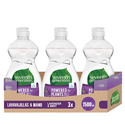 Seventh Generation Lavender Flower&Mint Hand Dishwasher, 0% Synthetic Fragrances and Colours  5 Containers of 500 ml, Total: 2500 ml