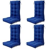 NAVINE Adirondack Chair Cushion Set of 4, Anti-Slip High Back Rocking Chair Cushion with Ties, Water Resistant Patio Chair Cushion for Indoor and Outdoor, Navy Blue.