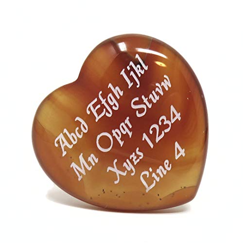 Innovative Surface Art Orange Agate Stone Heart 35mm x 35mm x 10mm Custom Engraved Personalized - No Holes - Pocket Love Stone - Party Favors - Gifts - Puff