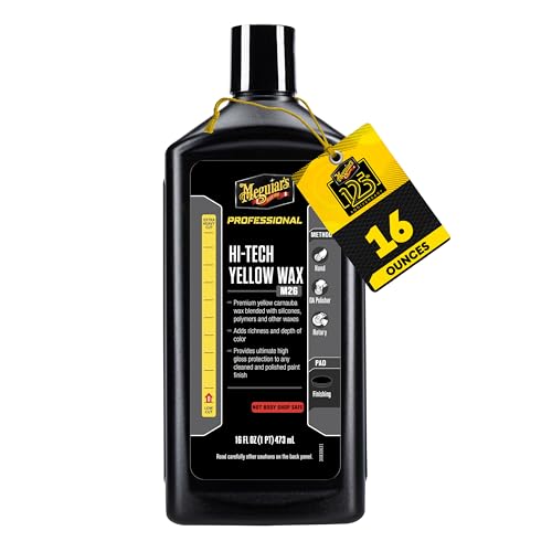 Meguiar’s Professional Hi-Tech Yellow Wax, Liquid Car Wax, Durable Protection For Rich Color And Shine; Use On Exterior Paint And Clear Coat; Apply By Hand Or Da Polisher - 16 Oz Bottle