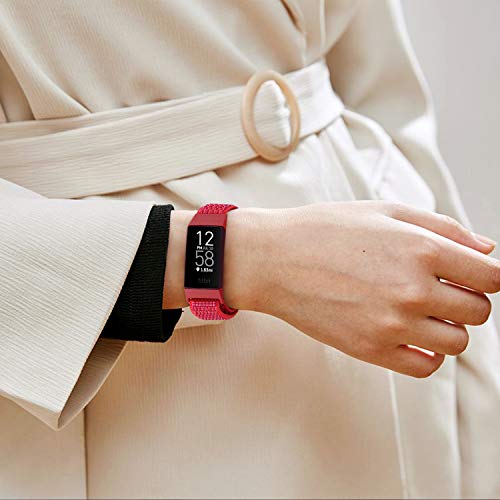 Nylon Watch Bands Compatible with Fitbit Charge 4/Charge 3/SE, Soft Replacement Wristband Breathable Sport Strap with Band for Women Men
