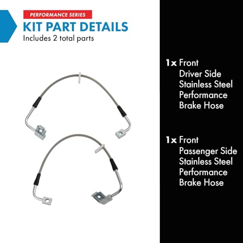 Image of TRQ Front Performance Brake Hose Set Compatible with 2007 Jeep Wrangler