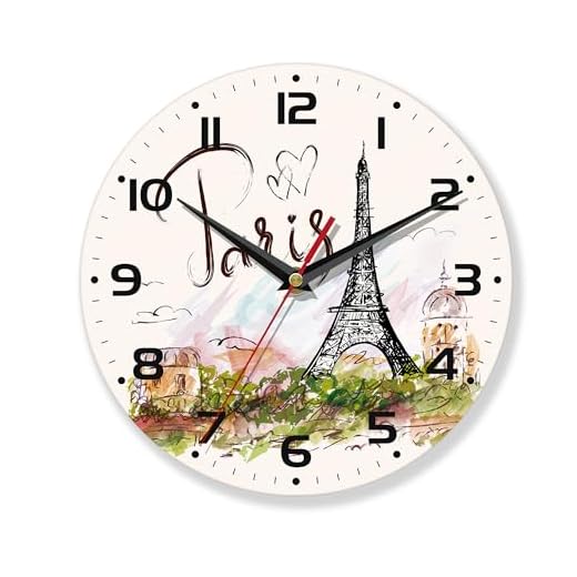 Wall Clocks,Eiffel Tower Paris 10 Inch Wall Clock,Summer Small Battery Operated Wall Clocks Decorative for Kitchen/Living Room/Bedroom/Bathroom/Dining Room