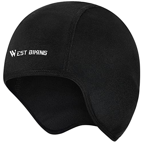 Fahrrad Mütze Winter für Herren Damen, Warm Winddichte Wintermütze, Unterziehmütze für Fahrradhelm, Bike Cap Radmütze für Radfahren Laufen Motorradfahren Skifahren (Black)