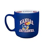 Logo Brands NCAA Kansas Jayhawks 15oz Stripe Mug - Team Logo, Inside Print, Standard Handle, Microwave & Dishwasher Safe