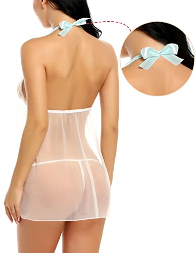 Avidlove Wedding Lingerie For Women Lace Babydoll Strap Chemise Halter Negligee White L #TOP1