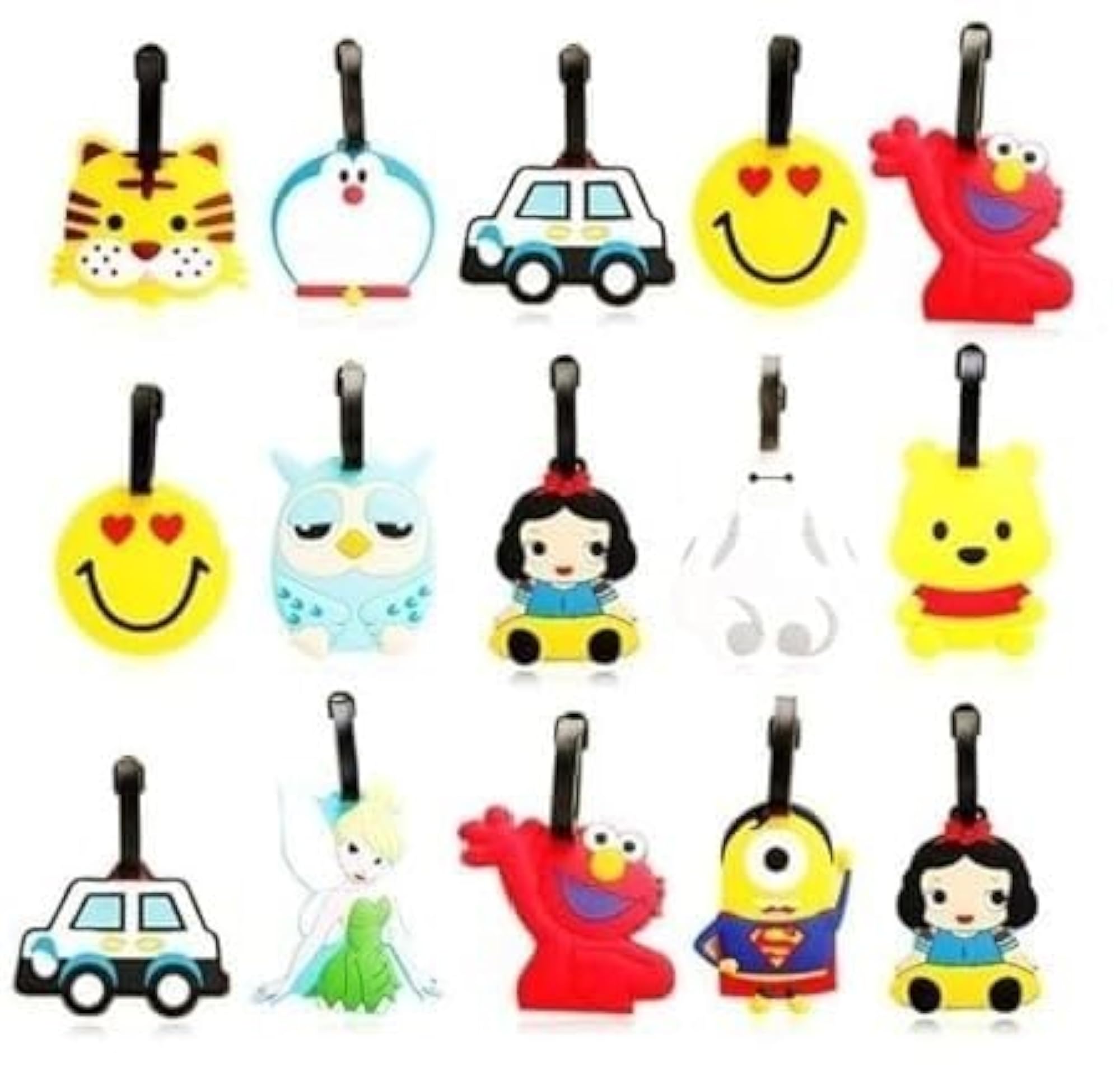 10-Pack Cartoon Luggage Tag Set for Kids
