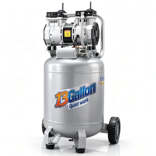 VEVOR 13-Gallon Air Compressor, 2HP, 4.6 SCFM@90PSI, Oil-Free Tank, 66dB Quiet Operation, Ideal for Tire Inflation, Woodworking, Auto Repairs, and Spray Painting (Maximum Pressure 125 PSI)