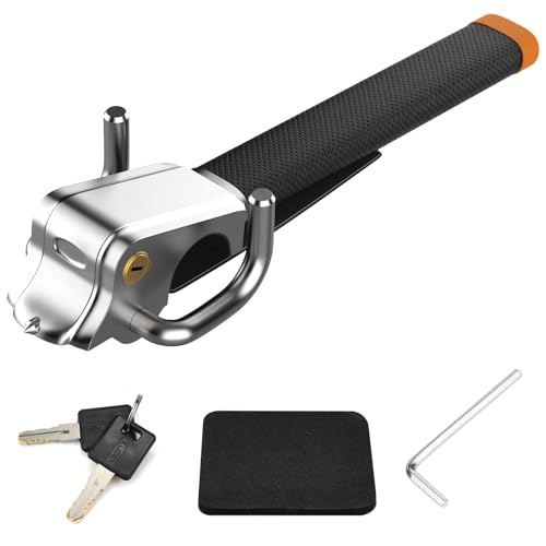 Fowllei Mirren Anti-Theft Car Steering Wheel Lock, Heavy Duty Leather Anti-Theft Car Device Fit Any Brand Vehicle or Truck, Car Security Anti Theft with 2 Keys Stainless Steel Leather Black