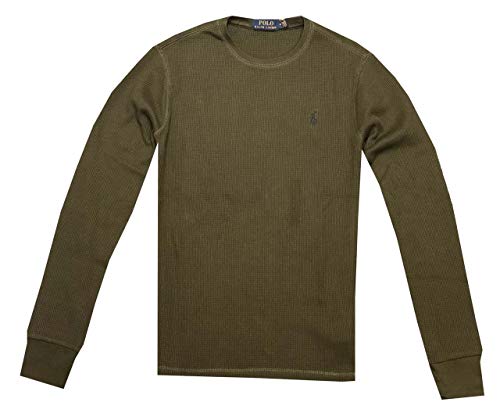 Polo Ralph Lauren T-shirt à manches longues en maille gaufrée pour homme - Vert - Taille M