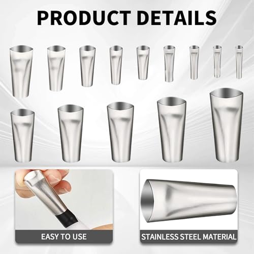 14 Stück Silikon Edelstahl Düsen,Universal Edelstahl zum Abdichten,Dichtungsdüsenspitzen,Dichtungsdüse aus Edelstahlm Verschiedene Größen Kartuschenspitzen Transparent Silikontüllen,für fenster/wand
