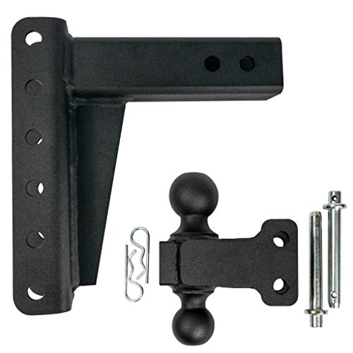 Bulletproof Hitches™ 2.5" Adjustable Medium Duty (14,000Lb Rating) 6" Drop/Rise Trailer Hitch With 2" And 2 5/16" Dual Ball (Black Textured Powder Coat) #TOP3