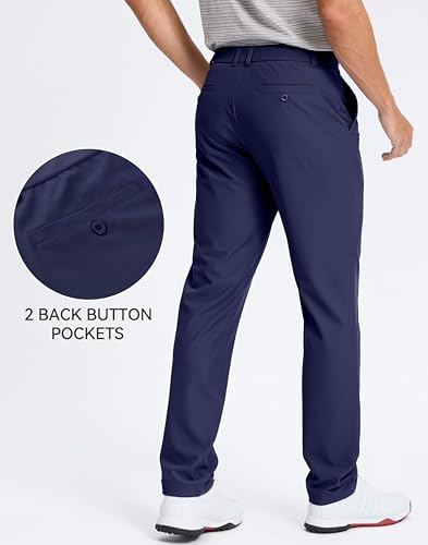 Image of Pudolla Men's Golf Pants 30 inch /32 inch /34 inch Comfy Stretch Dress Work Pants Lightweight Quick Dry Casual Slacks Trousers with Pockets