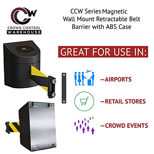 CCW Series WMB-230 Magnetic Wall Mount Retractable Belt Barrier (30 Foot Belt, Yellow with"Caution - DO NOT Enter" Black Letters Belt with Black ABS Case) by Crowd Control Warehouse - Image 3