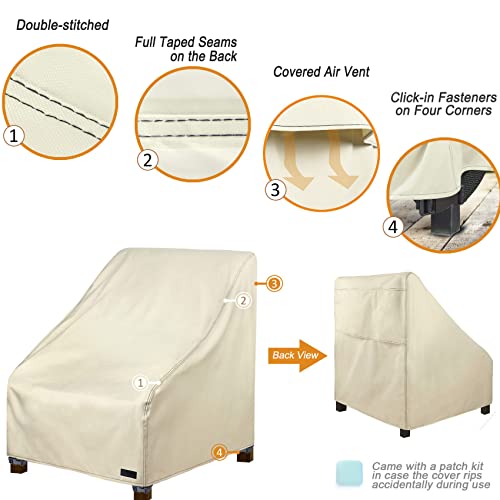 Nettypro Patio Chair Covers For Outdoor Furniture 2 Pack, Waterproof Heavy Duty Lawn Patio Furniture Cover Deep Seat Dining Chair Covers, 30W X 33D X 34H Inches, Beige #TOP3