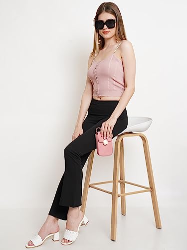 Image of POPWINGS Casual Solid Regular Fit Solid Trouser for Women || Pull On Trouser for Women || Semi-Formal Work Women Trouser for Summer || Stylish Western Trouser