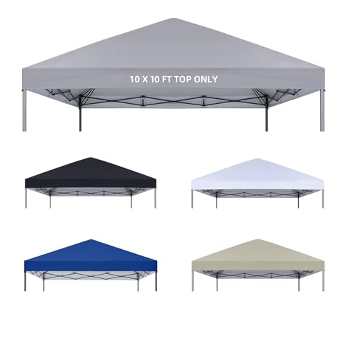 10x10 Canopy Replacement Top Only,Waterproof Pop Up Canopy Tent Top Replacement Cover Roof with Windproof Ropes for Straight Leg Frame, 420D Polyester for Outdoor Garden Pavilion Sun Shade(Gray)