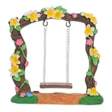 UTHCLO 樹脂製ミニチュアブランコと花 - 妖精の庭、テラリウム、ドールハウス家具、マイクロランドスケープ、クラフトプロジェクトのアクセントに最適なフラワーツリーブランコの置物