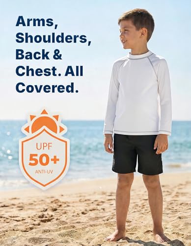 Image of City Threads Rash Guard for Boys SPF 50+ Made in USA, Long Sleeve Swim Shirt with Sun Protection, Toddler, and Youth Sizes