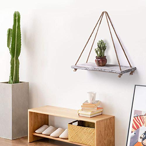 Cuffup Rope Hanging Shelves For Wall, Hanging Wall Shelves Floating Shelves White For Wall 2 Set Of Whitewashed Rustic Wall Decor #TOP1