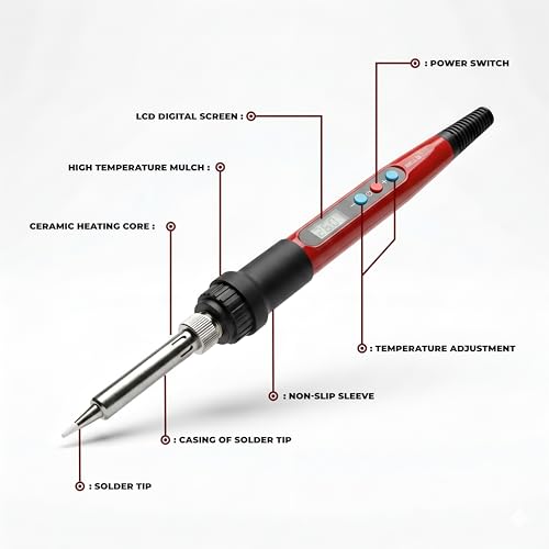 Image of iBELL IBL S60-12 Digital Soldering Iron Kit, 60W Adjustable Temperature 180C-480C, LCD Display, Auto Sleep & Auto OFF, C /F Switch, Complete Soldering & Desoldering Tool Set