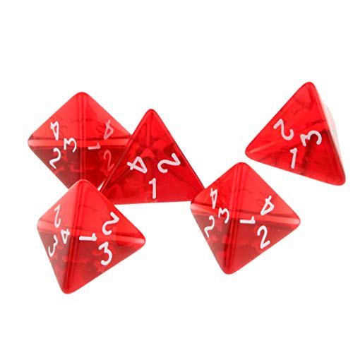 Yourandoll 20 STÜCKE Polyedrische Würfel D4 Würfel 20mm Acryl Dice Spielwürfel for DND RPG Dungeons & Dragons Tischspiele (Rot)