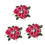 ifundom 3pcs Roses Desk Garland Wreath Floral Holder Wedding Ring for Rosy False DIY Day Silk Archwa