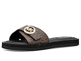 Michael Kors Women's MK Pool Slides Brown 10 Medium