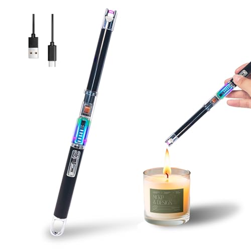 Rechargeable Electric Candle Lighter Arc Plasma Windproof Lighter for Candle Kitchen Birthday Gift for Mom Men Wife with Type-C Cable Champagne