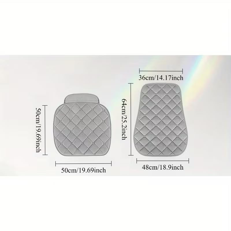 Image of Universal Car Seat Cushion Pad Soft Breathable Quilted Seat Cover with Pocket Non Slip Comfortable Front Seat Mat for Long Drive Driver Seat All Cars SUV Sedan Grey (Grey-1 Cover With Back Cover)