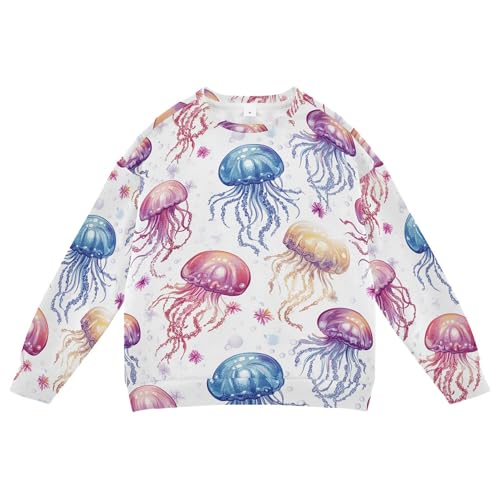 JUNZAN Cute Jellyfish White Little Girls Sweatshirt Hoodie Fleece Hoodie for Boys Athletic 4T