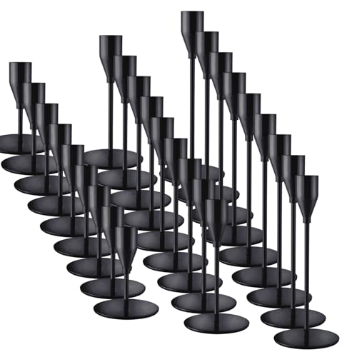 ECHFSM Black Taper Candle Holders for Wedding Table Centerpiece,Tall Taper Candlestick Holders Bulk Set of 27,Metal Candle Stick Holder Decor for Table or Mantel Centerpiece, Dinning, Party Home Decor
