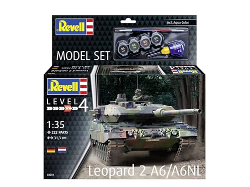Revell Model Set 63281 Leopard 2 A6/A6NL Tank 1:35 Scale Unbuilt/Unpainted Plastic Model Kit with Accessories - Image 2