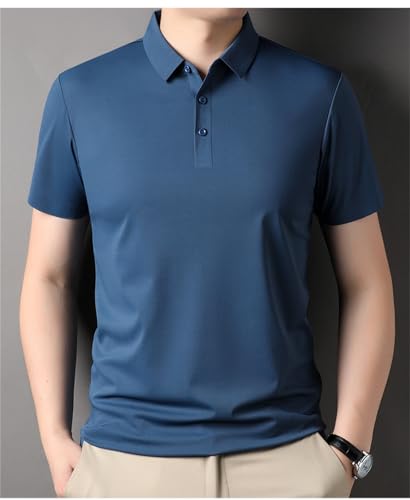 Polo col rabattu bleu haut de gamme en mode décontractée masculine