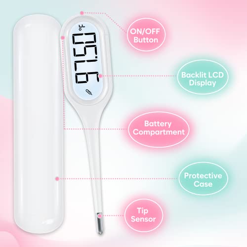 Digital Basal Body Thermometer: Easy@Home Accurate Bbt For Ovulation Tracking & Fast Oral Thermometer With Large Lcd Backlit Display | 1/100Th Degree High Precision & Memory Recall | Ebt-013 #TOP6