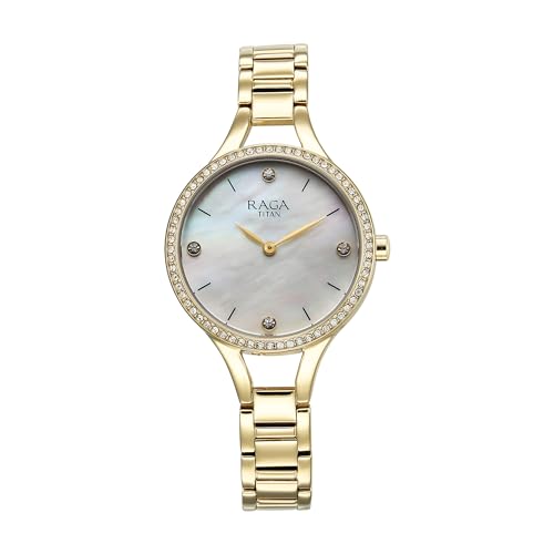 Titan-Raga-Showstopper-Quartz-Analog-Mother-of-Pearl-Dial-Metal-Strap-Watch-for-Women-95275YM01