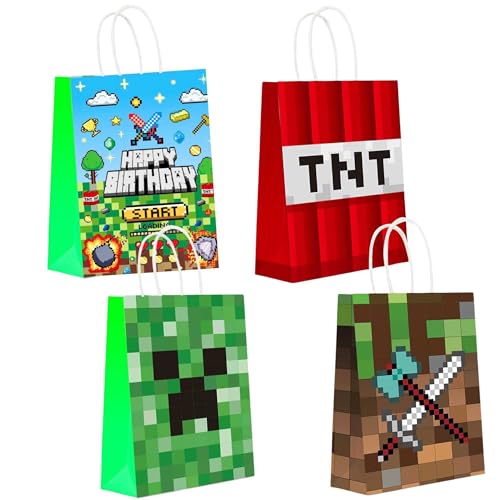 Video Game Birthday Decorations, 16 pcs Pixel Party Bags, Pixel