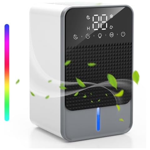 Dehumidifiers, 50 OZ Dehumidifiers for Home Small Dehumidifier for Bedroom with 2 Speeds Quiet Dehumidifiers with Sleep Mode 7 Color Light, Auto Shut-off 2 Timer Auto Defrost for Bathroom RV Closet Cover