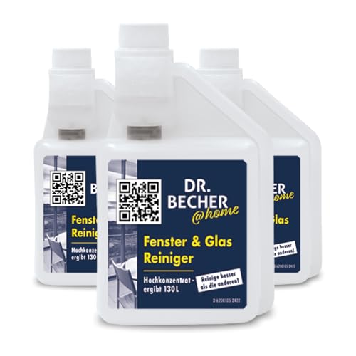 DR.BECHER @home Detergente per finestre e vetri – soluzione potente per finestre e superfici in vetro senza aloni – Rimuove lo sporco di olio, grasso, nicotina e fuliggine 3 x 500 ml