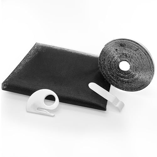 Skythrive Zanzariera Estensibile 130x150 cm (Nera), Rete Anti-Insetti con Chiusura a Strappo, Schermo Autoadesivo senza Fori per Finestre, Autoadesivo Tenda Zanzariera
