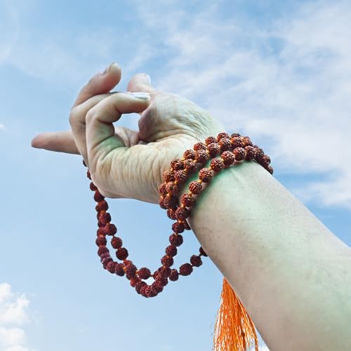 Image of ZAICUS Panchmukhi Rudraksha Mala - Original 108-Bead Japa Mala for Men