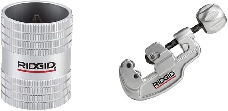 RIDGID 29983 Model 223S 1/4" to 1-1/4" Inner/Outer Copper and Stainless Steel Tubing and Pipe Reamer & 29963 model 35S Stainless Steel Tubing Cutter, 1/4" to 1-3/8" Tube Cutter