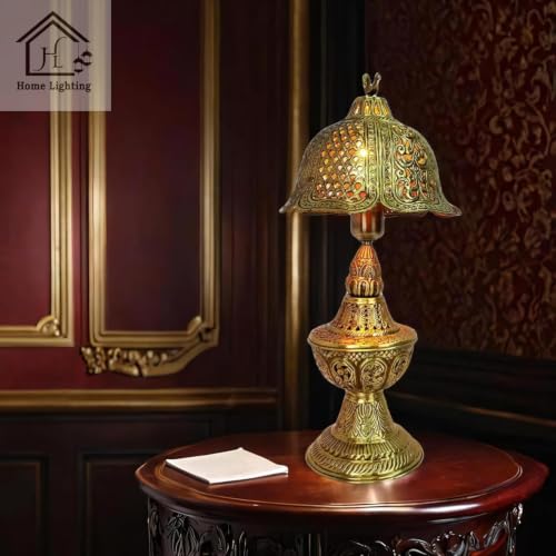 Image of Jodhpur Hand Tooled Copper Table Lamp | Bedroom & Living Room, Decorative Item, Incandescent Lamp, Home Decorative