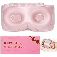 BeeVines Pure Silk 3D Sleep Mask for Women, Luxury 100% 22 Momme Mulberry Silk 3D Contoured Eye Mask for Lash Extensions, Zero Eye Pressure & Blackout Blindfold for Sleeping, with Adjustable Band