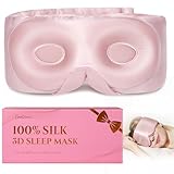 BeeVines Pure Silk 3D Sleep Mask for Women, Luxury 100% 22 Momme Mulberry Silk 3D Contoured Eye Mask for Lash Extensions, Zero Eye Pressure & Blackout Blindfold for Sleeping, with Adjustable Band